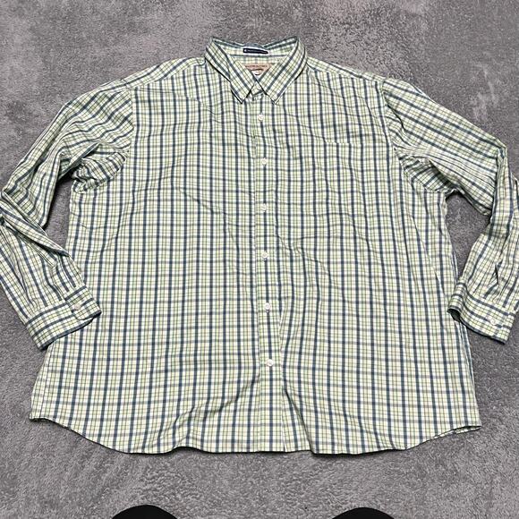 Duluth Trading WrinkleFighter Shirt Mens 3XL Plaid Relaxed Fit Poplin Green - Picture 1 of 7